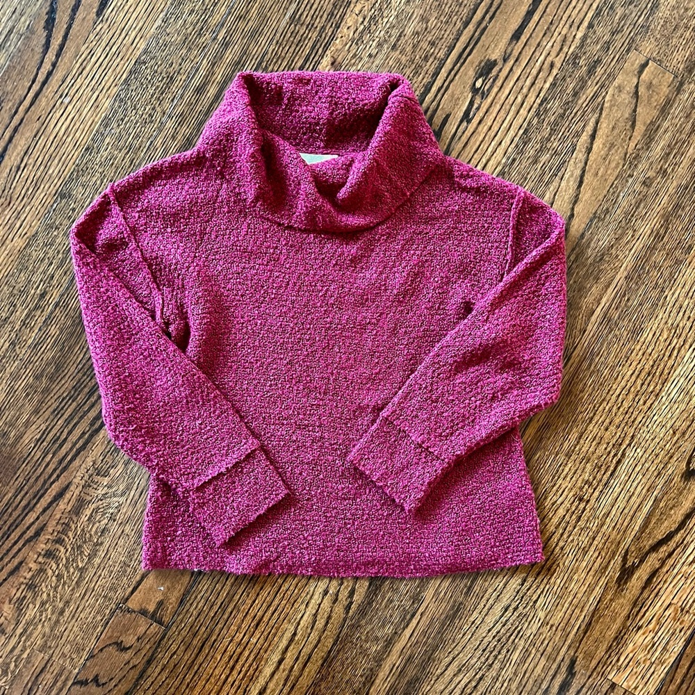 Chelsea & Violet Girls Drop Shoulder Turtleneck Sweater, Berry Color